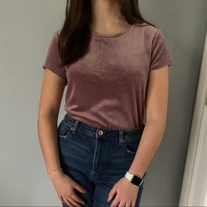 Short-sleeve fuzzy shirt